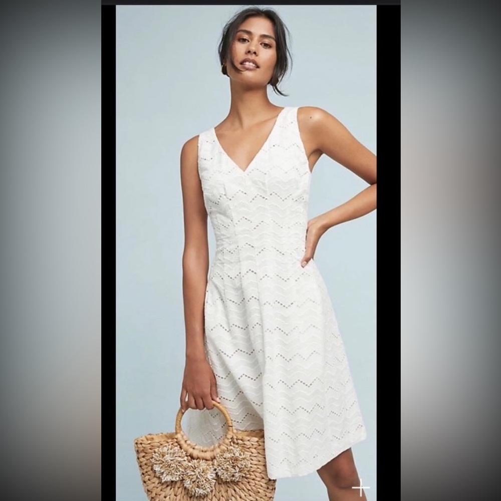 Anthropologie X Tracy Reese Womens Size 16 Cream Release Pleat Frock Dress